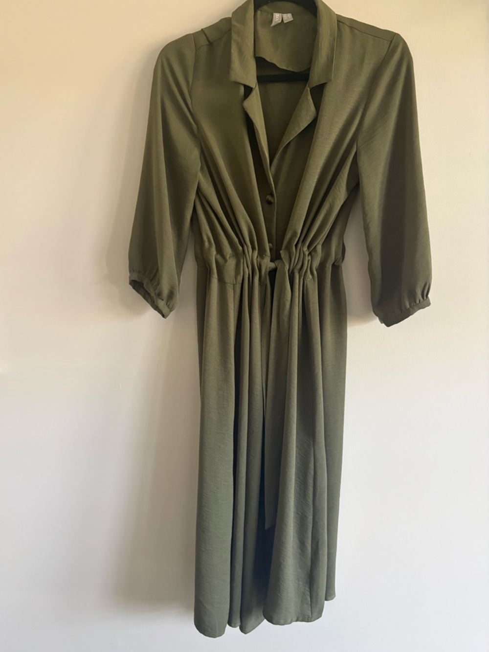 ASOS Olive Midi Shirt Dress with Drawstring Waist
